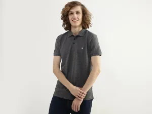 Men Textured Polo Collar T-shirt
