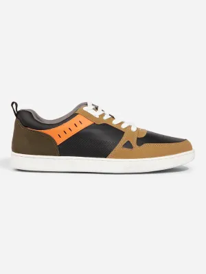 Men's Black Multi Color Lace Up Sneakers (ID3097)