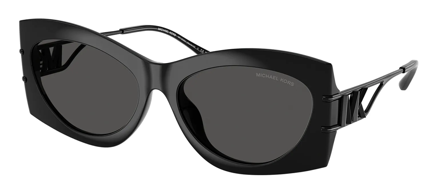 Michael Kors NAVARRA MK 2235U 300587 Irregular Plastic Black Sunglasses with Grey Lens