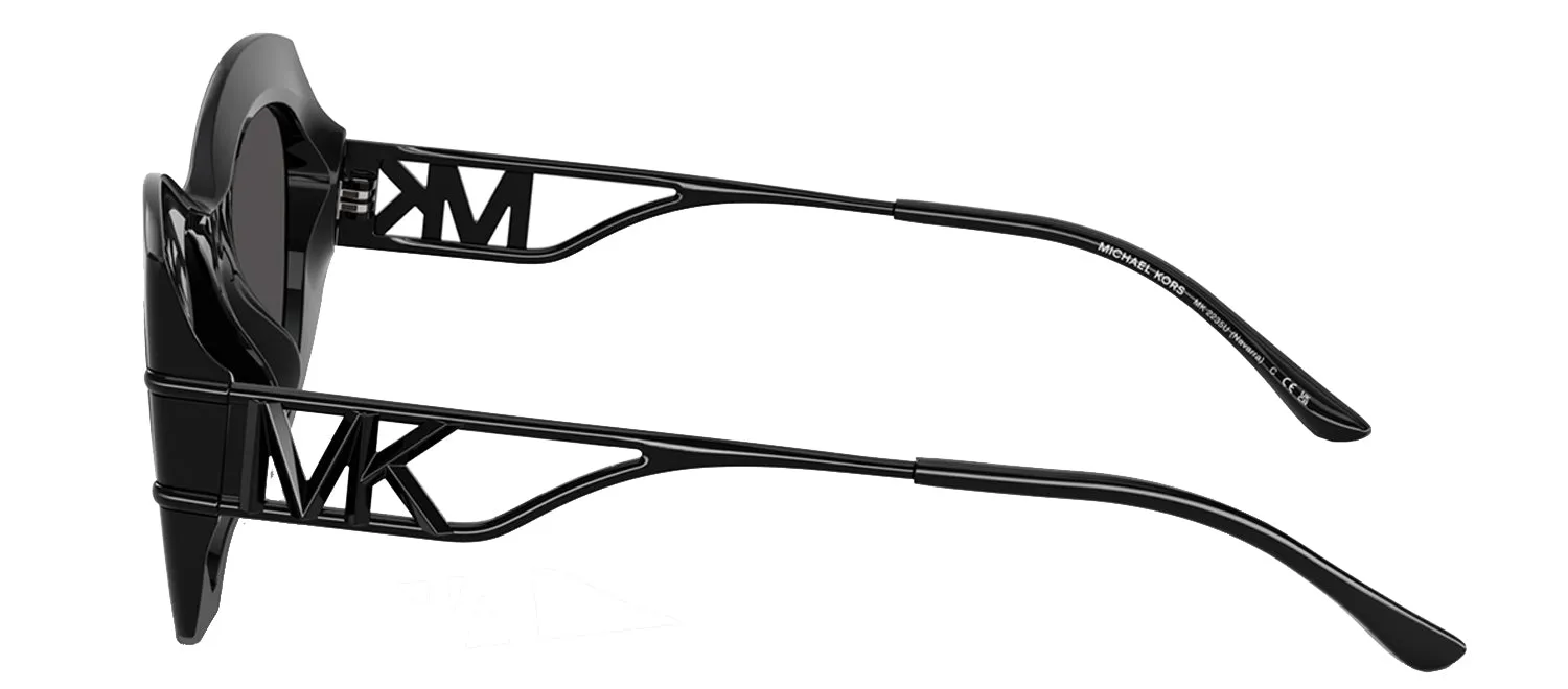 Michael Kors NAVARRA MK 2235U 300587 Irregular Plastic Black Sunglasses with Grey Lens
