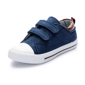 Navy Denim Double Hook and Loop Canvas Sneakers