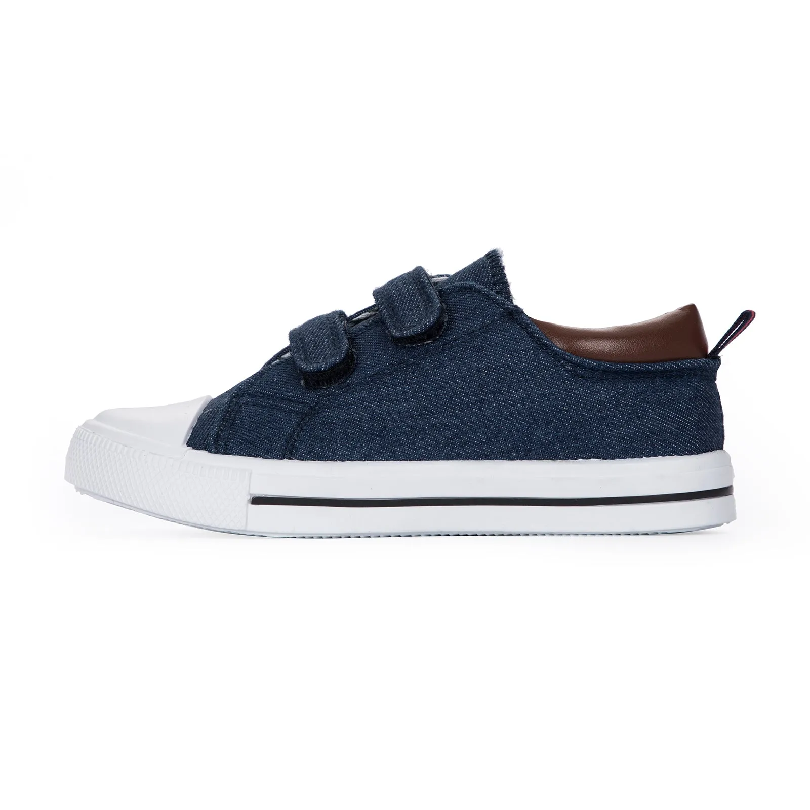 Navy Denim Double Hook and Loop Canvas Sneakers