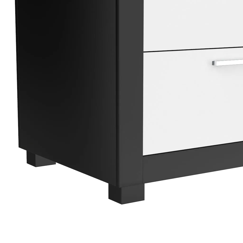Night table storage organizer for home decor, java & white