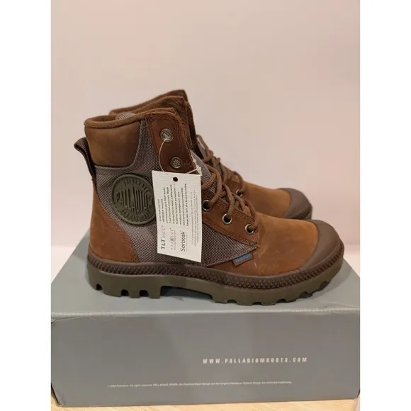Palladium Pampa Sport Cuff Wpn Leather Canvas Boots Mens 4 Womens 5.5 Brown New