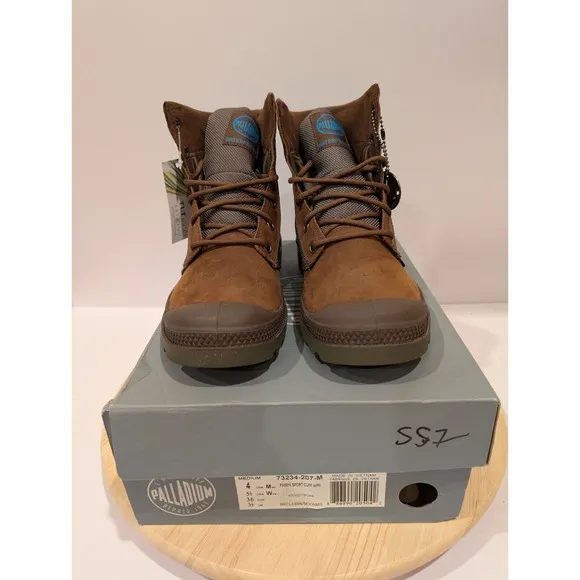 Palladium Pampa Sport Cuff Wpn Leather Canvas Boots Mens 4 Womens 5.5 Brown New