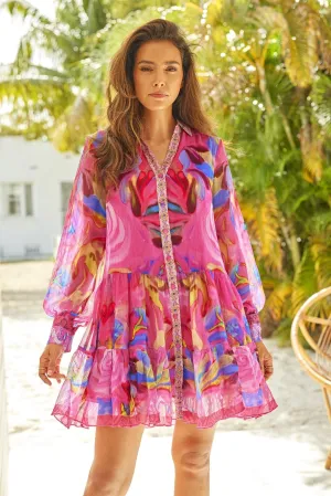 PINK ROSE SHIRT DRESS