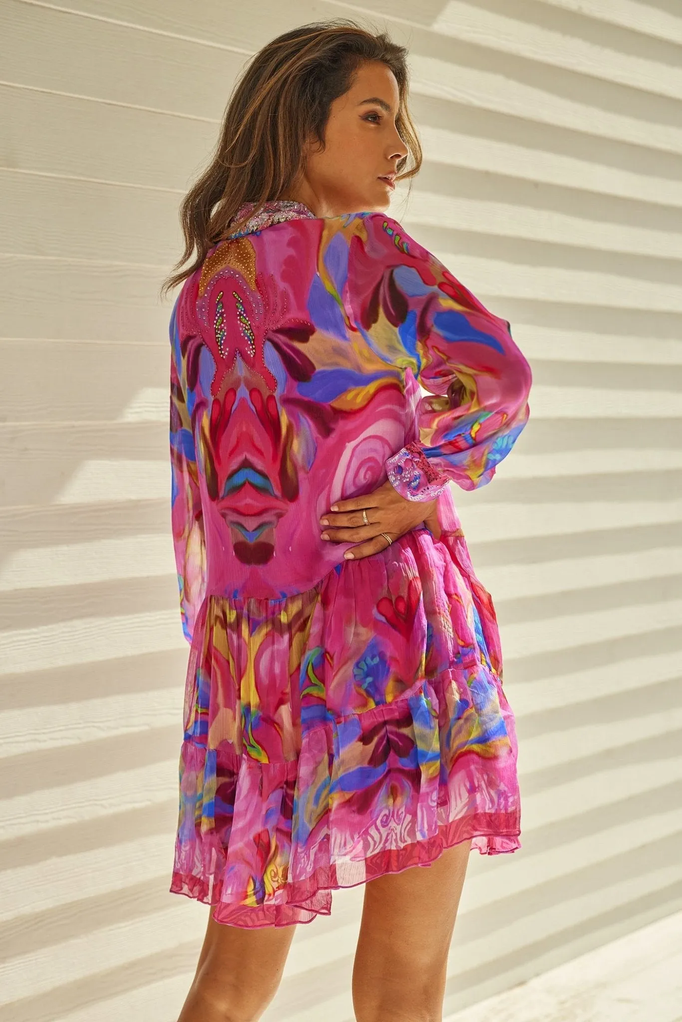 PINK ROSE SHIRT DRESS