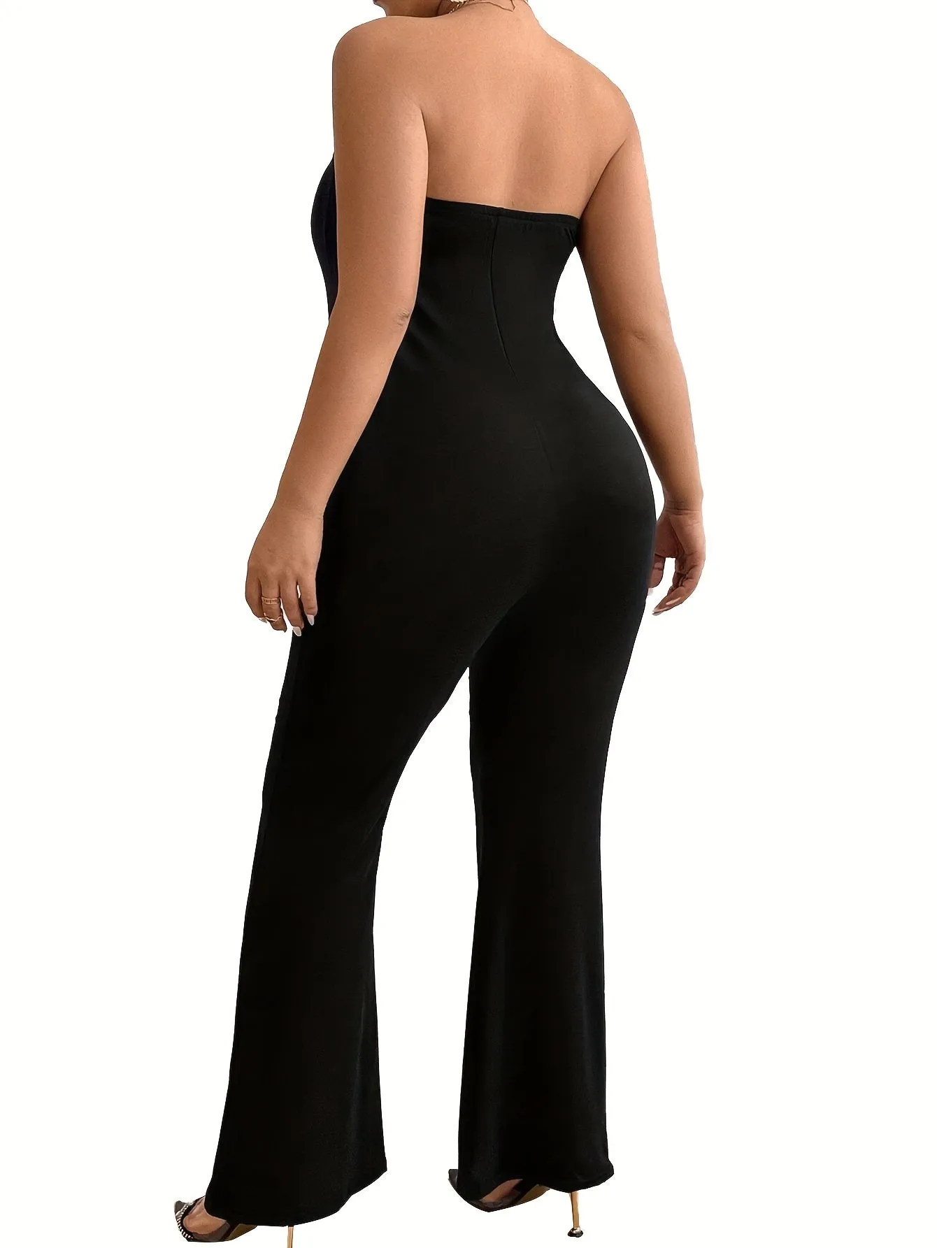 Plus Size Strapless Jumpsuit – Sporty & Elegant Wide-Leg Romper for Women