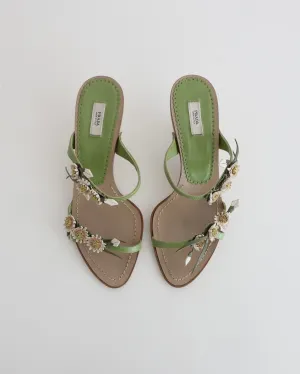 Prada Green Daisy Heels