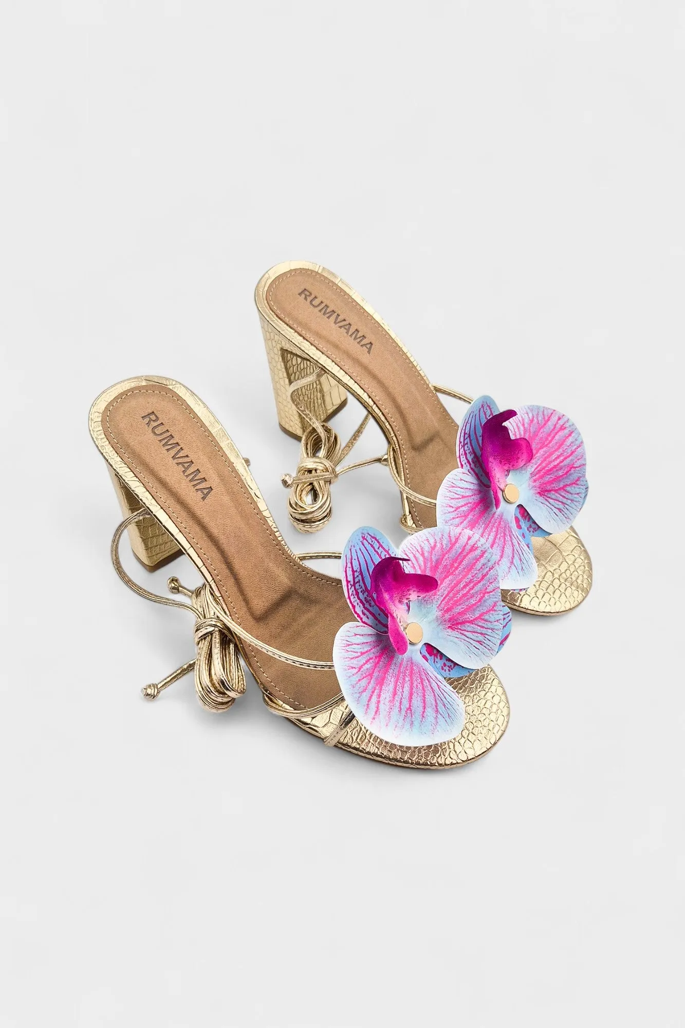 Raspberry Orchid Gold Heels