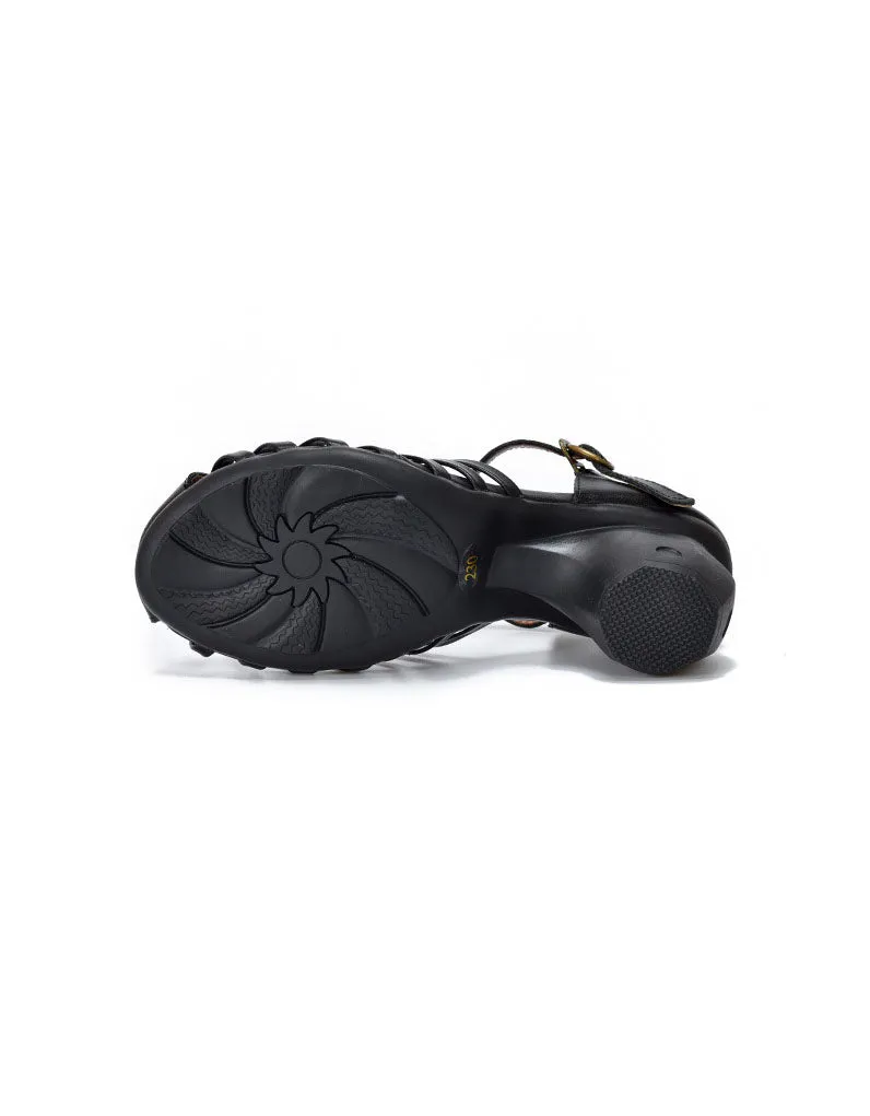 Real Leather Chunky Heel T-strap Vintage Sandals