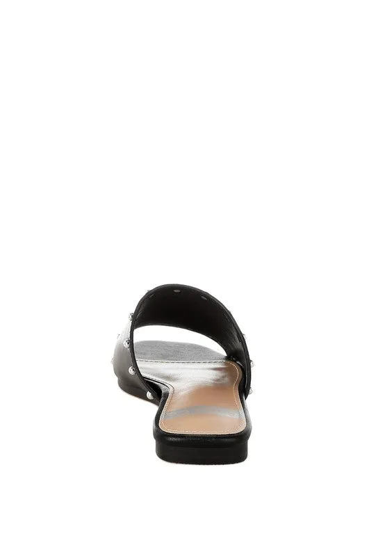 Renaldi Genuine Leather Studded Slip-On Flats for Women