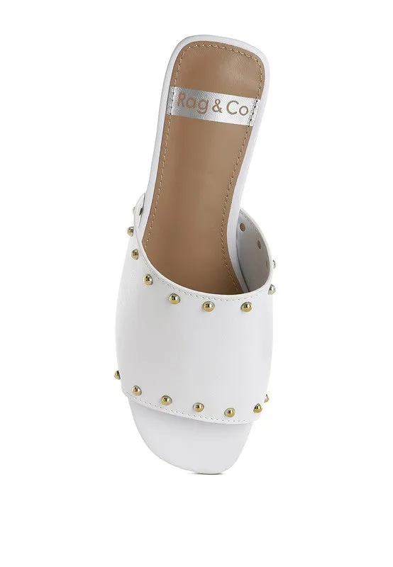 Renaldi Genuine Leather Studded Slip-On Flats for Women