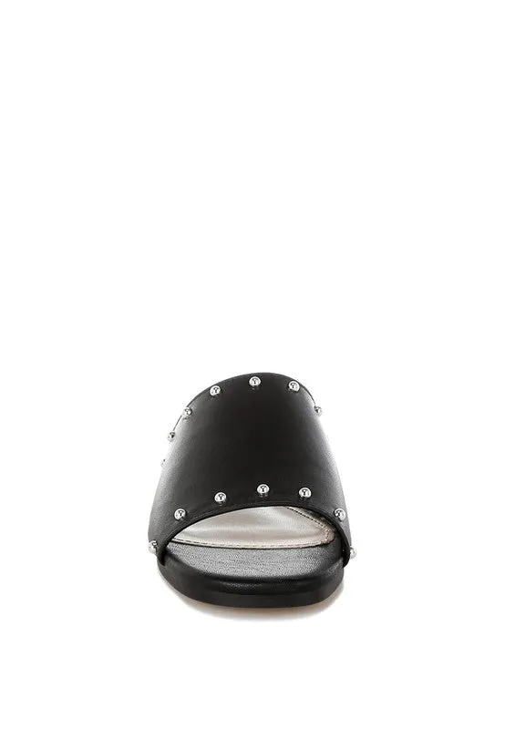 Renaldi Genuine Leather Studded Slip-On Flats for Women