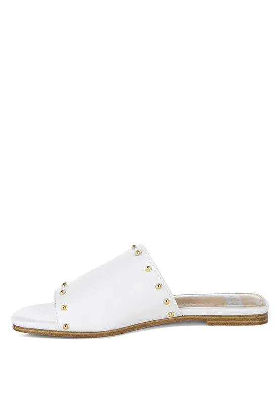 Renaldi Genuine Leather Studded Slip-On Flats for Women