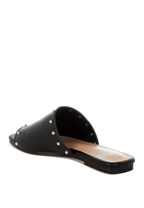 Renaldi Genuine Leather Studded Slip-On Flats for Women