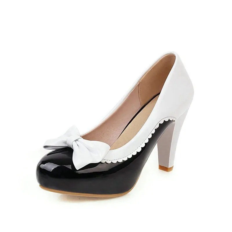 Retro Bowknot High Heels Shoes