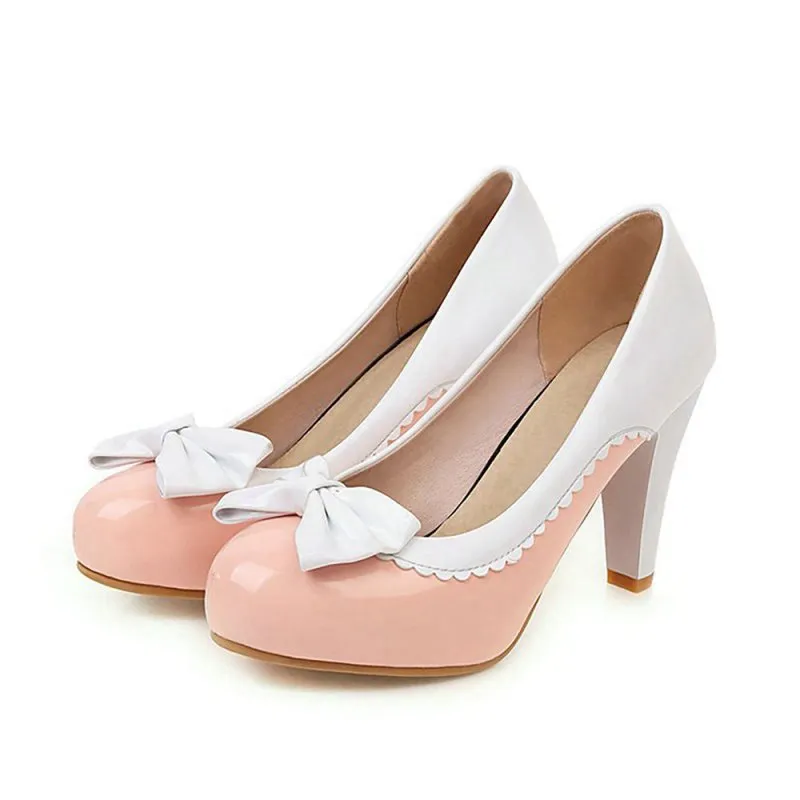 Retro Bowknot High Heels Shoes