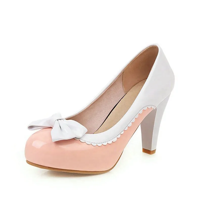 Retro Bowknot High Heels Shoes