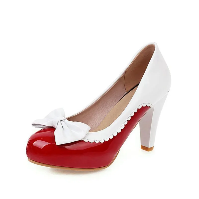 Retro Bowknot High Heels Shoes
