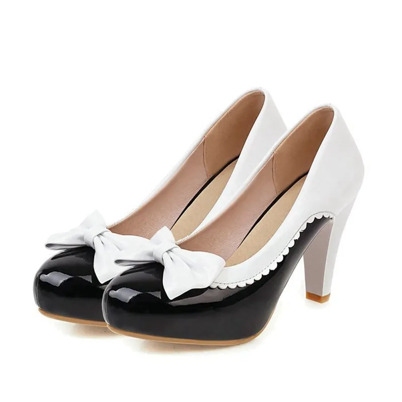 Retro Bowknot High Heels Shoes