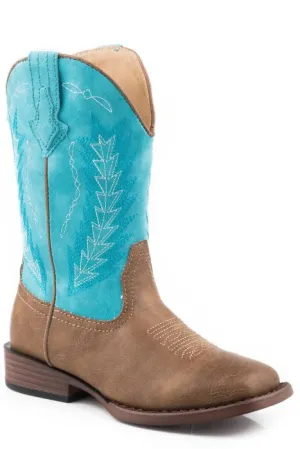 ROPER KIDS BILLY BOOTS - TAN/TURQUOISE