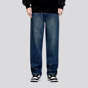 Sanded boho style mid-waist men's jeans