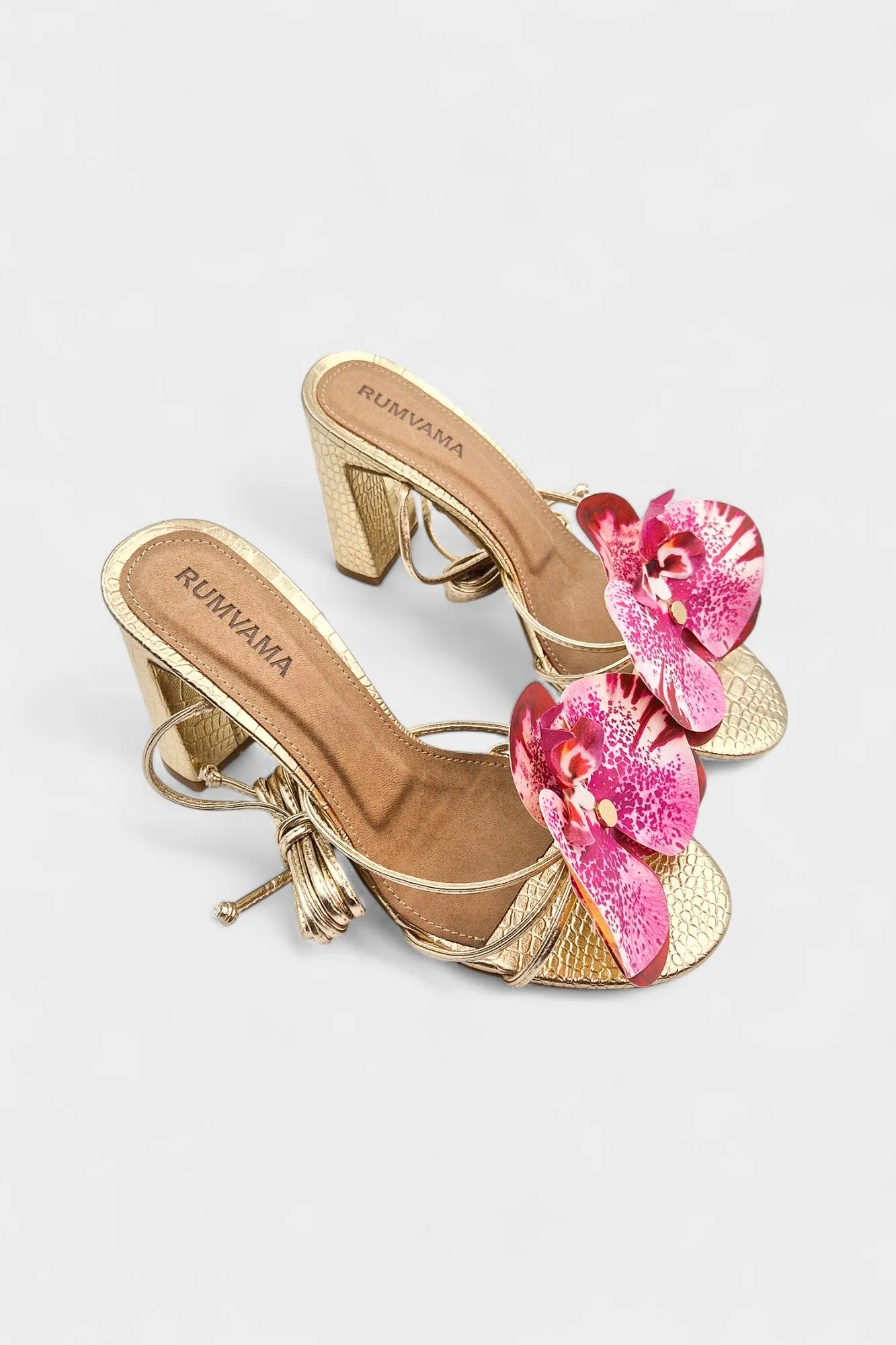 Sangria Orchid Gold Heels