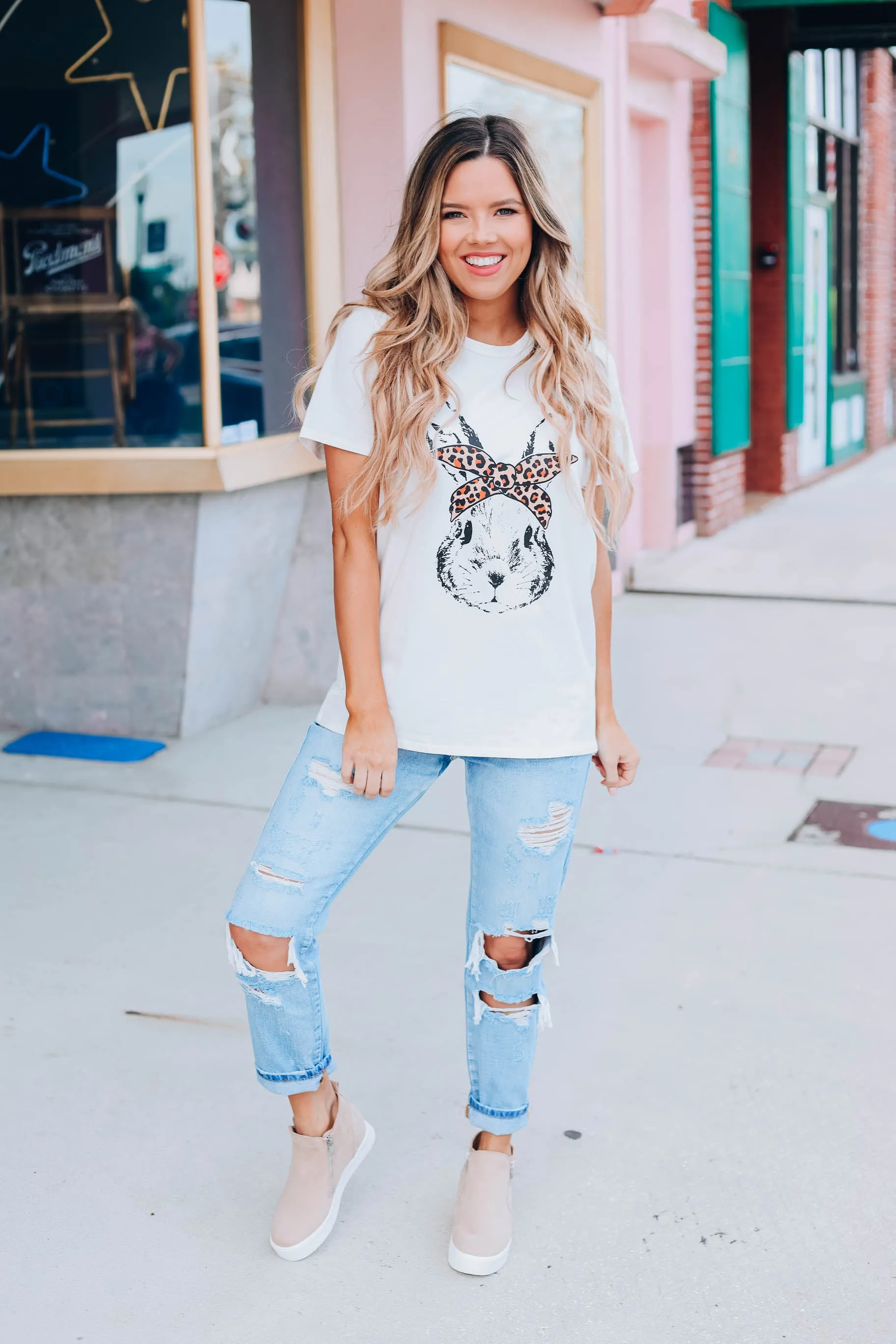 Sassy Bunny Graphic Tee - White