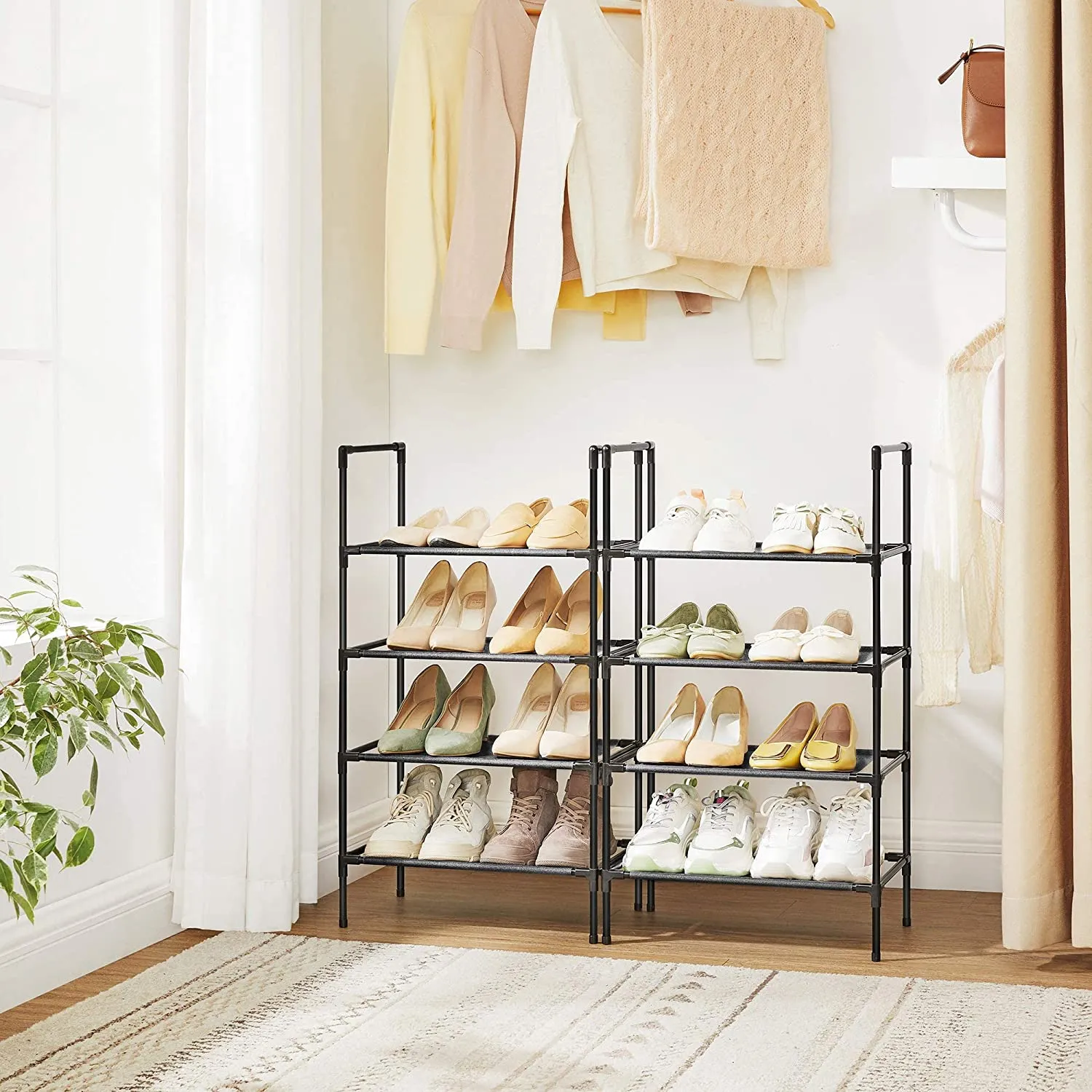Shoe Storage 4-Tier Organisers with Metal Frame (Set of 2)