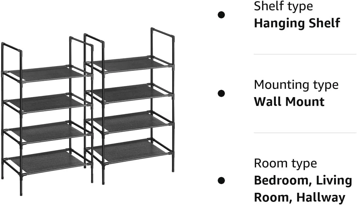 Shoe Storage 4-Tier Organisers with Metal Frame (Set of 2)