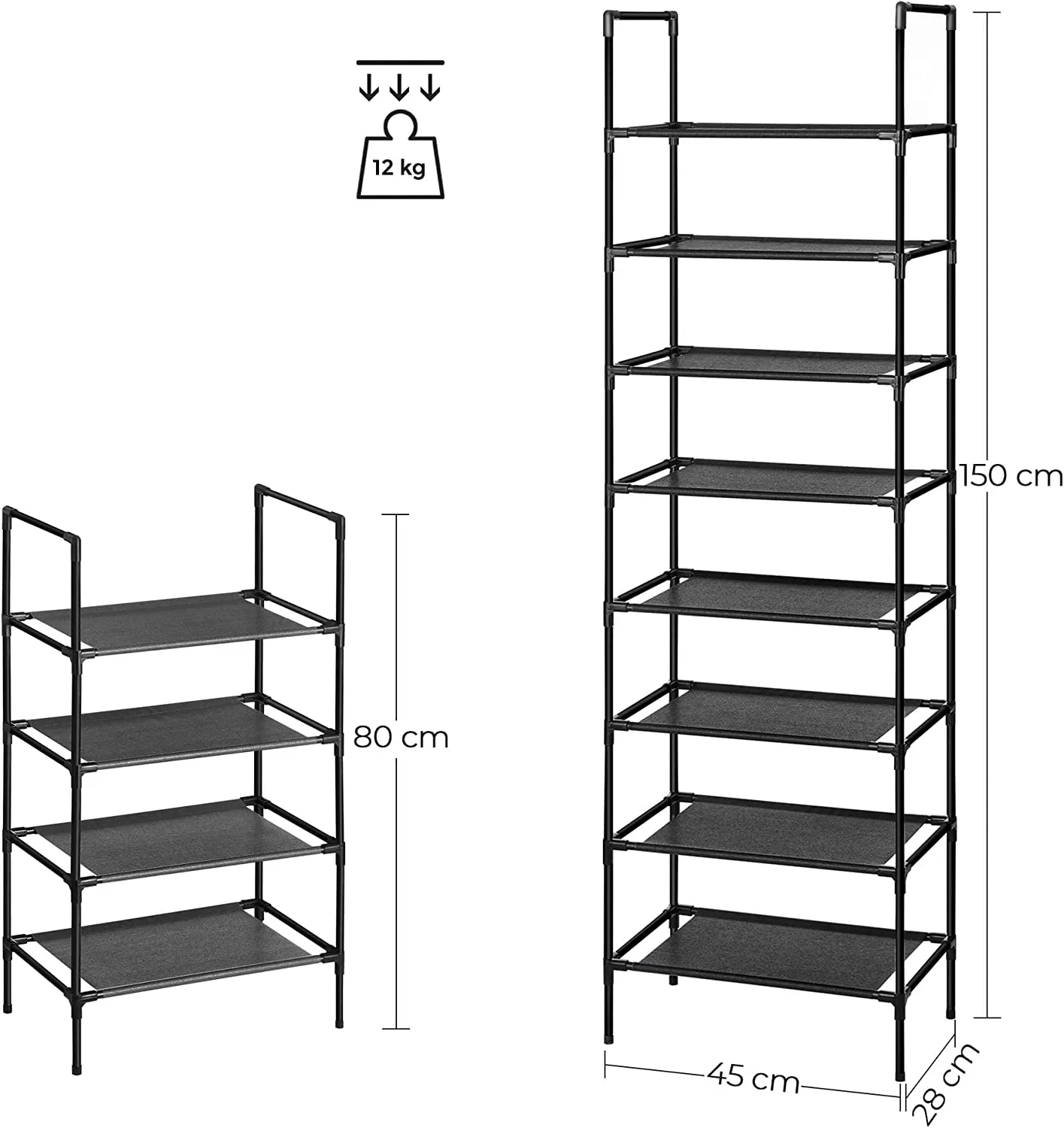 Shoe Storage 4-Tier Organisers with Metal Frame (Set of 2)