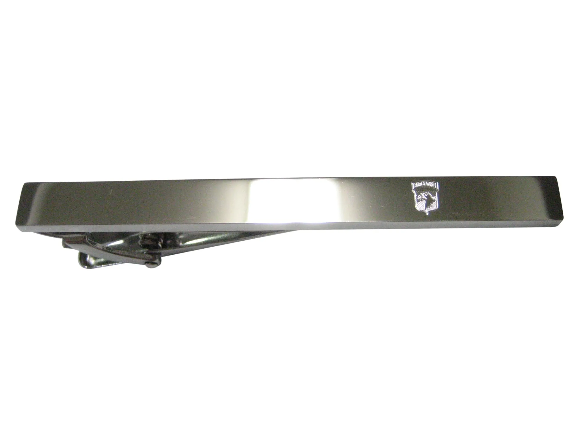 Silver Toned Etched Sleek Airborne Design Tie Clip