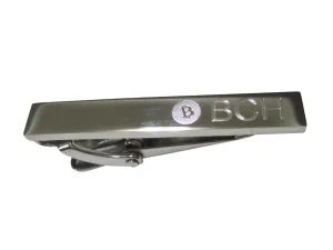 Silver Toned Etched Sleek Bitcoin Cash Coin Cryptocurrency Blockchain Skinny Tie Clip
