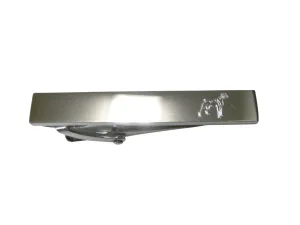 Silver Toned Etched Sleek Boxer Dog Skinny Tie Clip
