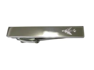Silver Toned Etched Sleek Jumbo Jet Plane Skinny Tie Clip