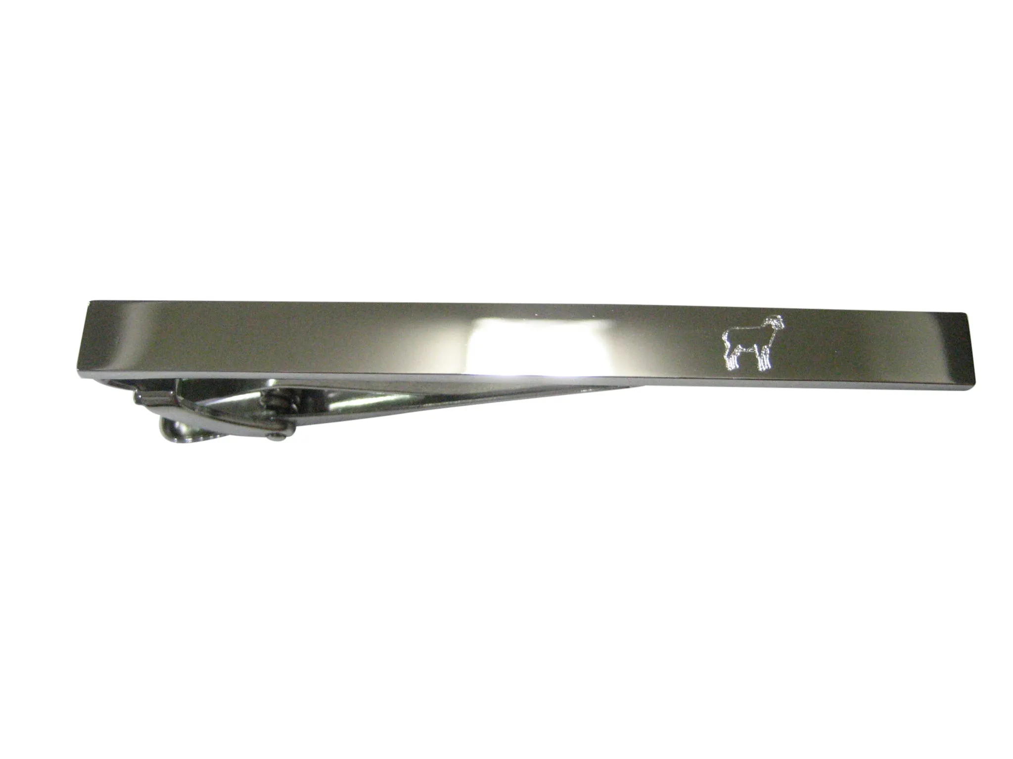 Silver Toned Etched Sleek Sheep Tie Clip