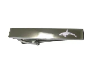 Silver Toned Etched Sleek Swimming Killer Whale Orca Skinny Tie Clip