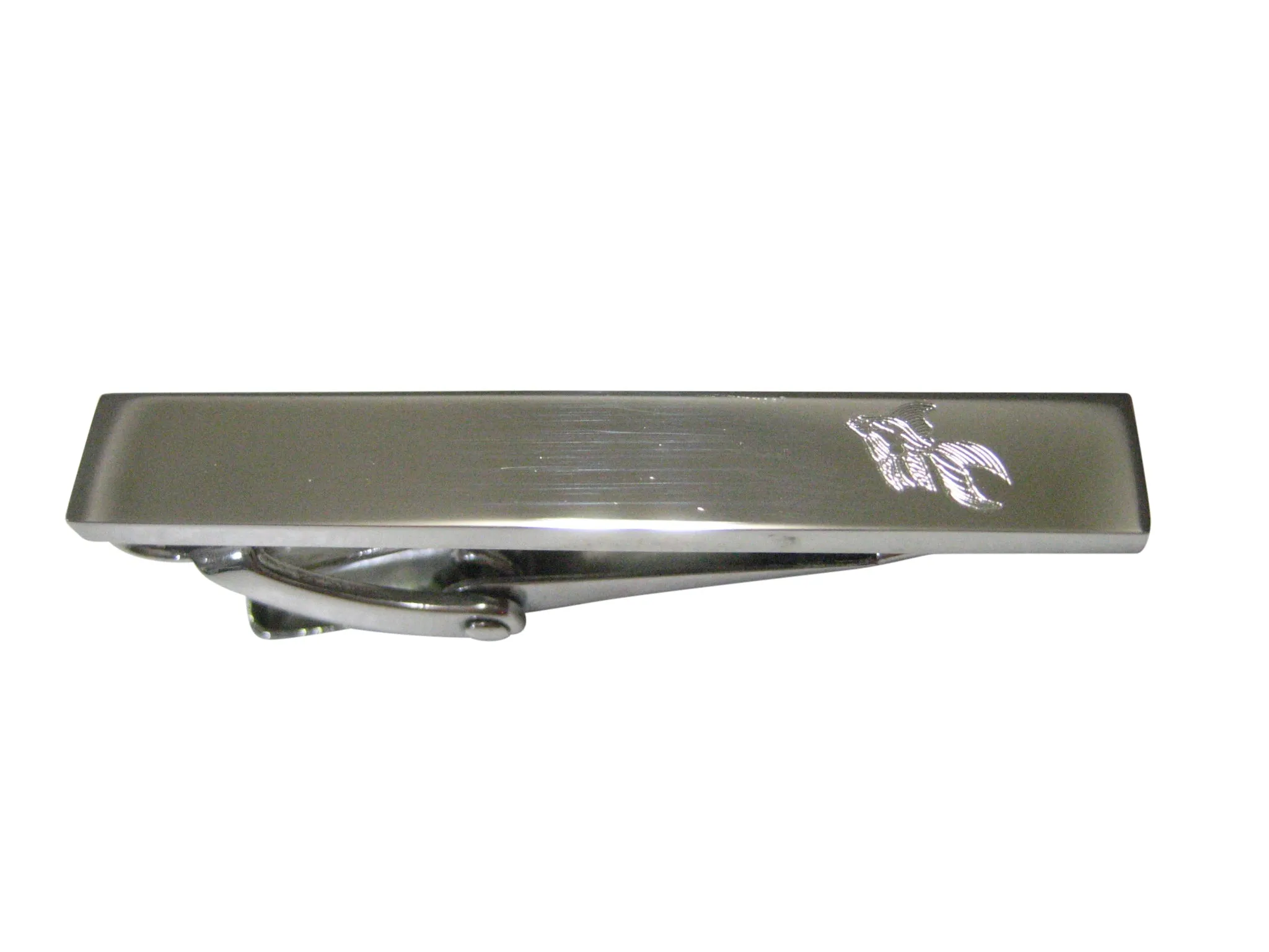 Silver Toned Etched Sleek Tropical Fish Skinny Tie Clip