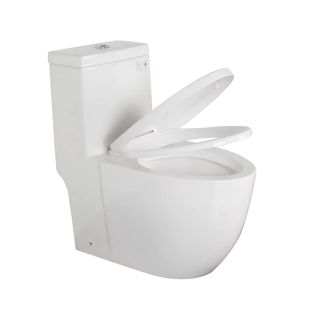 Sleek Complete Dual Flush One Piece Toilet - Floor Mount - 14" Porcelain/White