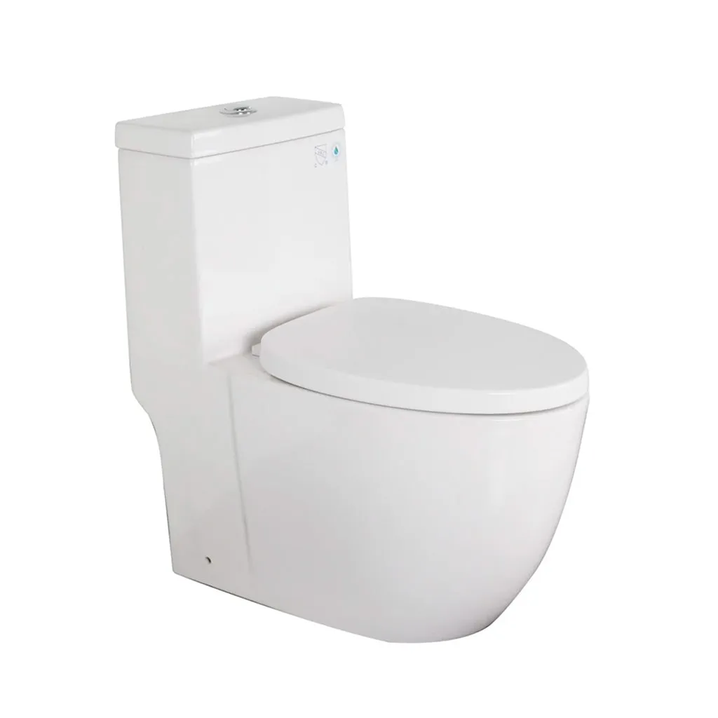 Sleek Complete Dual Flush One Piece Toilet - Floor Mount - 14" Porcelain/White