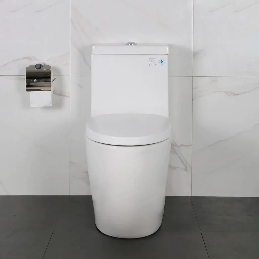 Sleek Complete Dual Flush One Piece Toilet - Floor Mount - 14" Porcelain/White