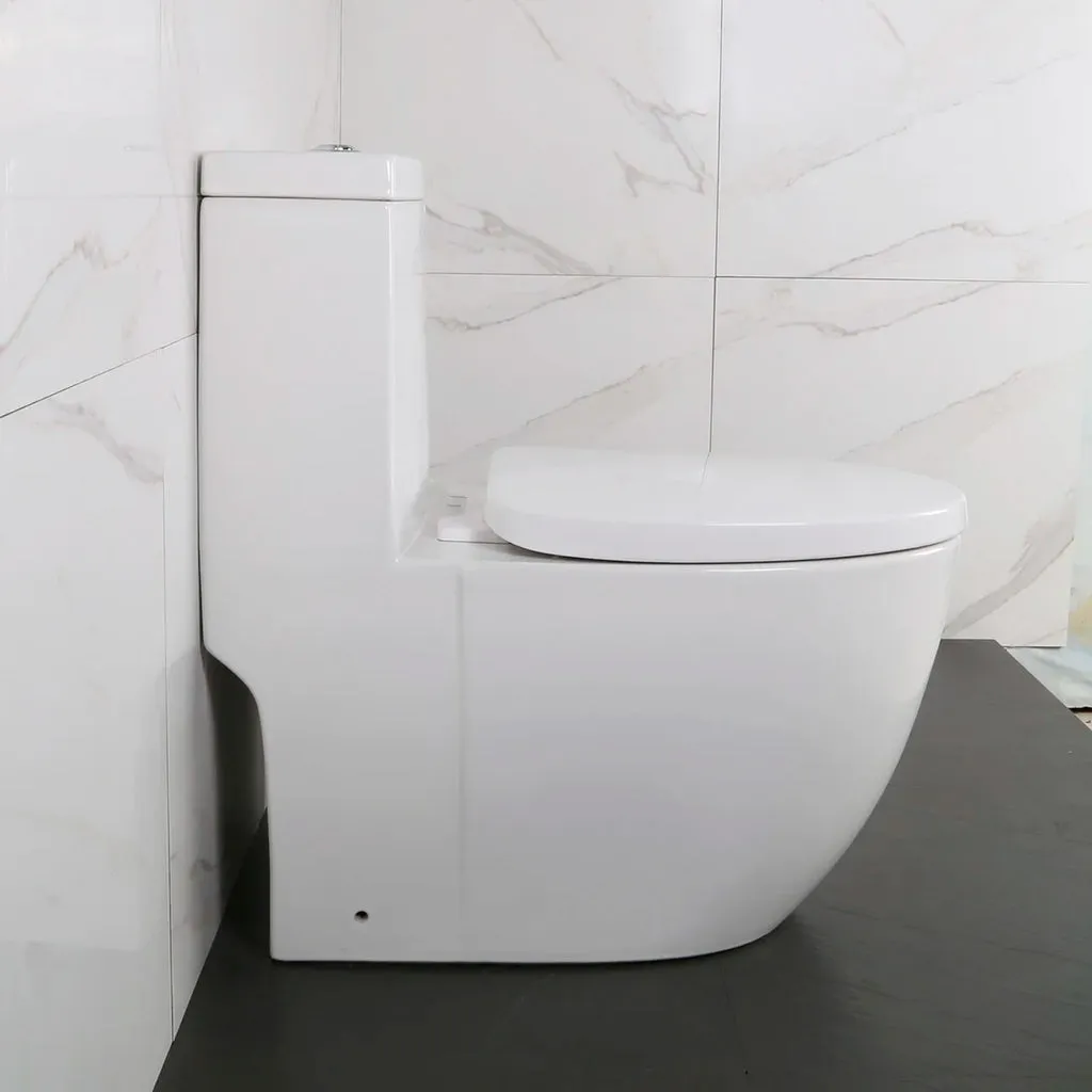 Sleek Complete Dual Flush One Piece Toilet - Floor Mount - 14" Porcelain/White
