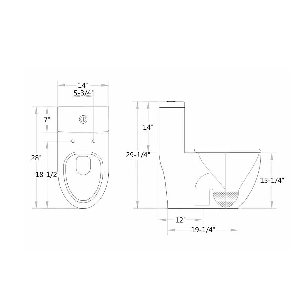 Sleek Complete Dual Flush One Piece Toilet - Floor Mount - 14" Porcelain/White
