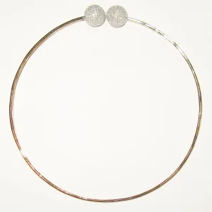 Sleek Cuff Necklace Pave Diamond Ball Solid 18k Rose Gold Jewelry