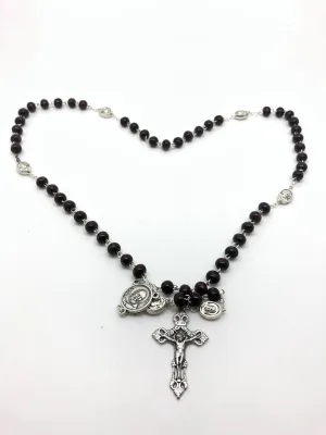 St. Benedict Brown Wood Rosary  (7 mm)