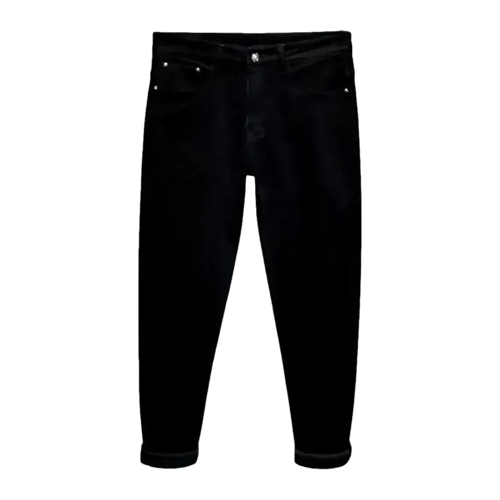 Tapered deep black fashion men's jeans
