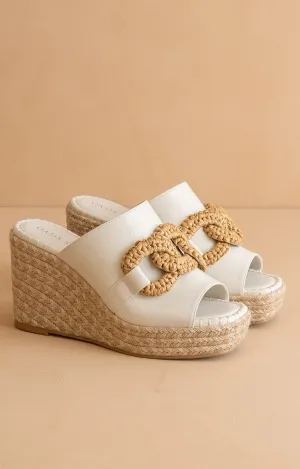 The Aime - Wedge Slide with Raffia Detail