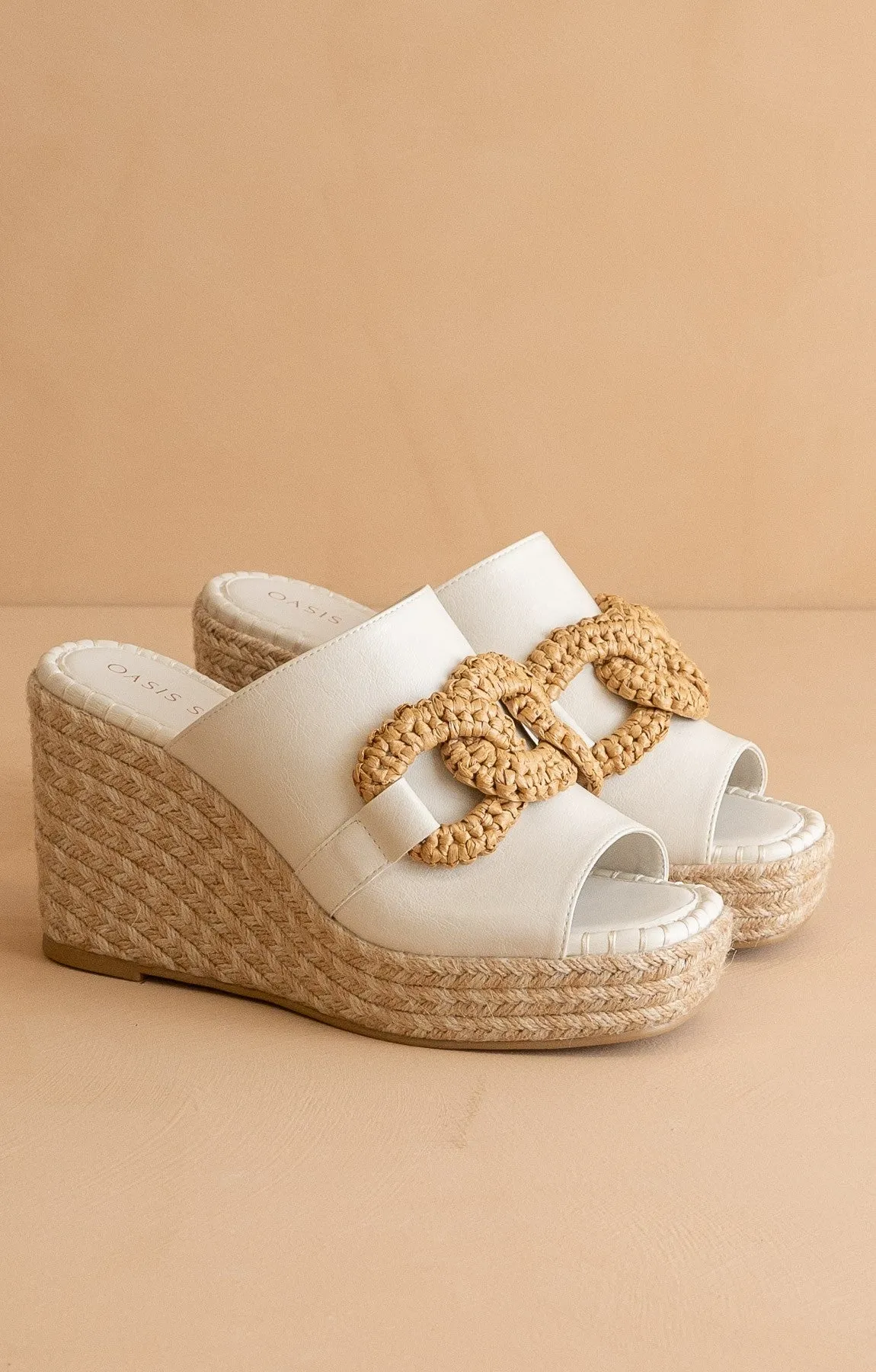 The Aime - Wedge Slide with Raffia Detail