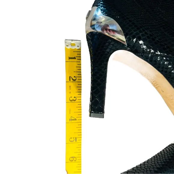 Timothy Hitsman Knee High Black Reptil Leather Size 9 Made in Spain Side Zipped